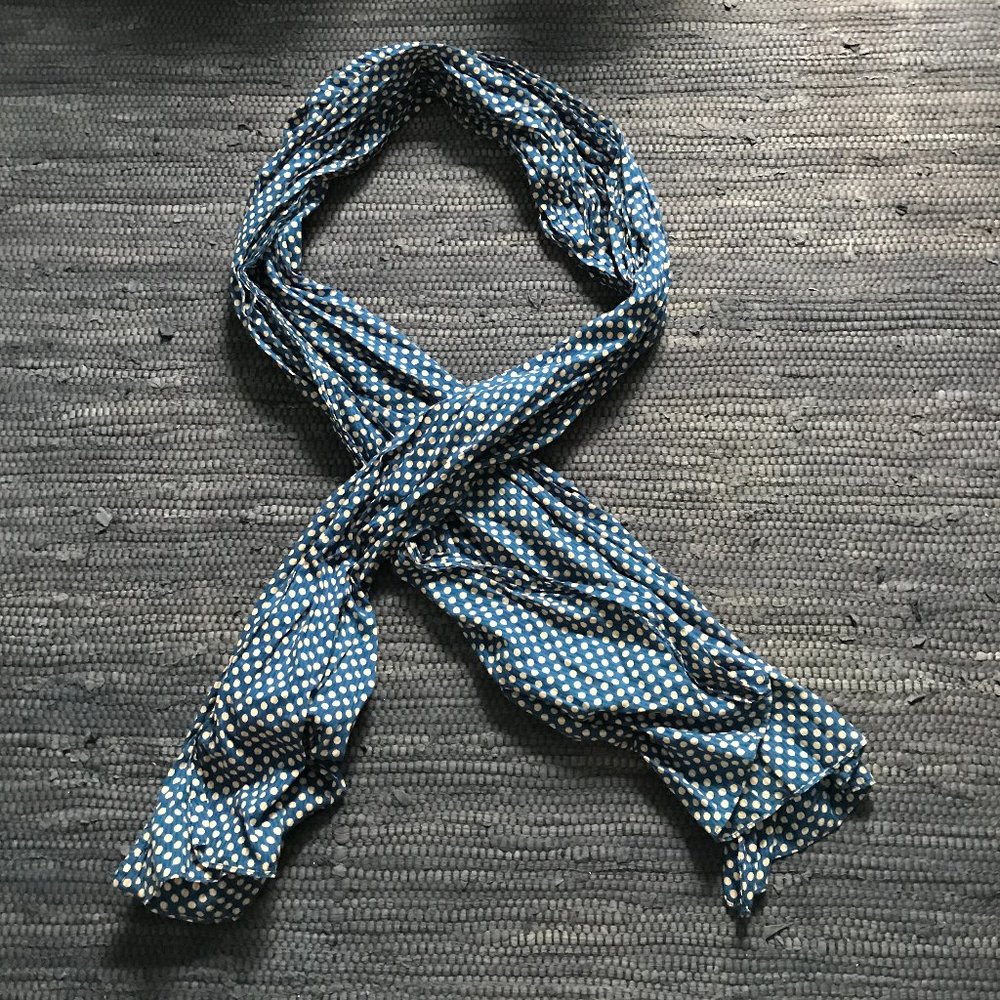 American Eagle Royal Blue Cotton Polka Dot Scarf - Picture 1 of 8